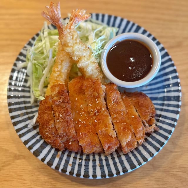 Katsu Pork and Shrimp with Rice.